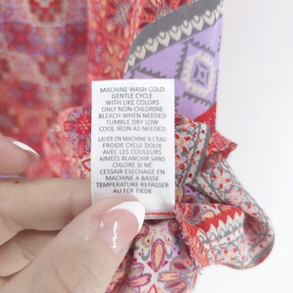 Fourteenth Place Boho Indie Romantic Floral Geometric Blouse Flutter Sleeve S - Picture 7 of 11